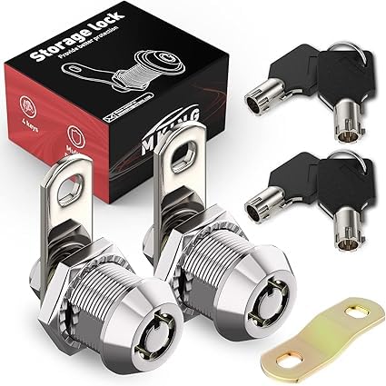 MKING 1/8 Zoll 90° Nockenschloss-Set (2er-Pack) – Wohnmobil-Aufbewahrung, Werkzeugkasten (Schlüssel), Fach und universell für Aktenschrank, Arkade, Schreibtisch von MKING