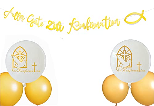 Alles Gute zur Konfirmation + 6 Luftballons für Taufe, Kommunion Konfirmation oder andere Festliche Anlässe Taufe Mädchen Junge Deko Banner Kommunion Party Alles Gute zur Konfirmation + 6 Luftballons für Taufe, Kommunion Konfirmation oder andere Festliche Anlässe Taufe Mädchen Junge Deko Banner Kommunion Party von MKISHINE
