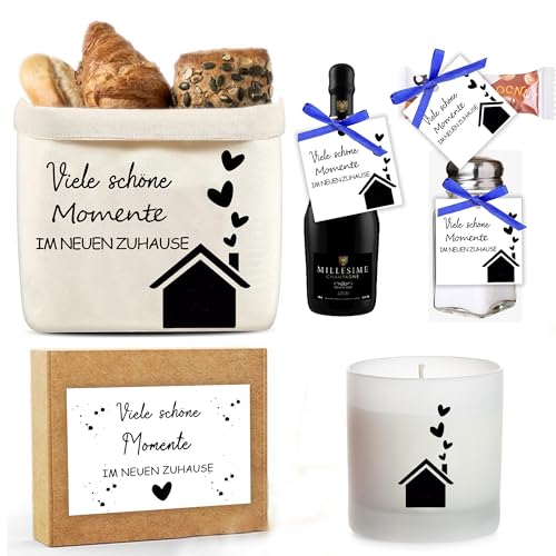 Brotkorb Set für neues Zuhause, Geschenkbox mit Stoffkorb Grußkarten und Kerze, Einzugsgeschenk Geschenk zum Umzug oder Auszug Brötchenkorb Einzugsgeschenk Brottasche Geschenkidee von MKISHINE