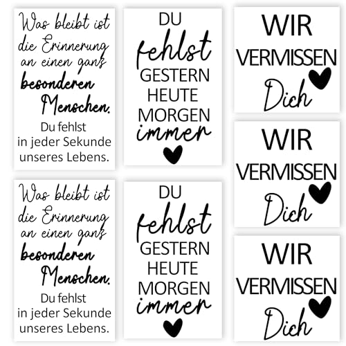 Grabkerzen-Aufkleber Set, 7 Stück, Dekoratives Gedenklicht-Design mit deutschen Trauersprüchen, Selbstklebend von MKISHINE