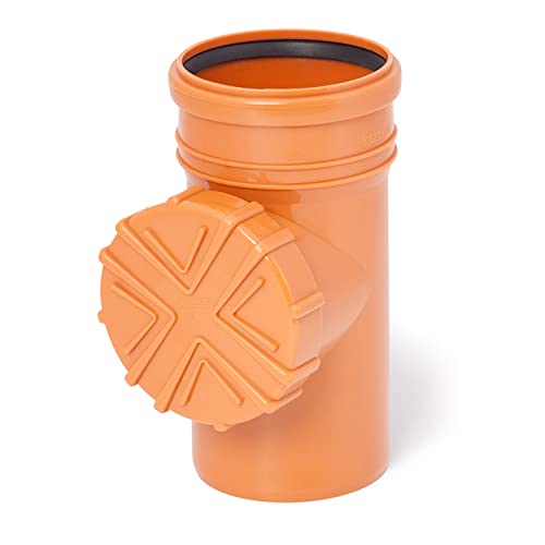 Regen Wasser Reinigungsrohr DN 100 Ø 110 mm braun grau graphit orange Laub Sieb Ablauf Fallrohr Rohr Dachrinne (Orange) von MKK
