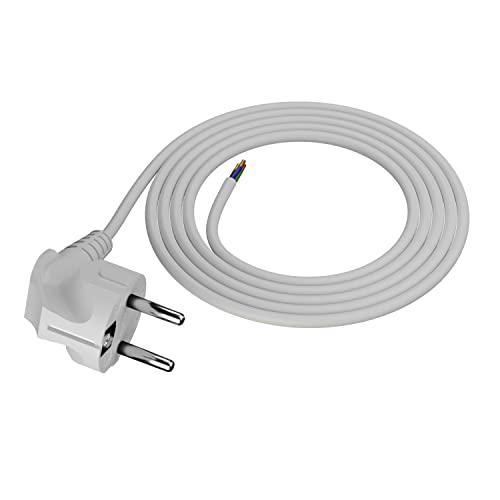 Anschlusskabel Schukostecker Anschlussleitung Schuko Geräteanschluss Kabel 1,5 m - 3x1,5 mm² weiß von MKK