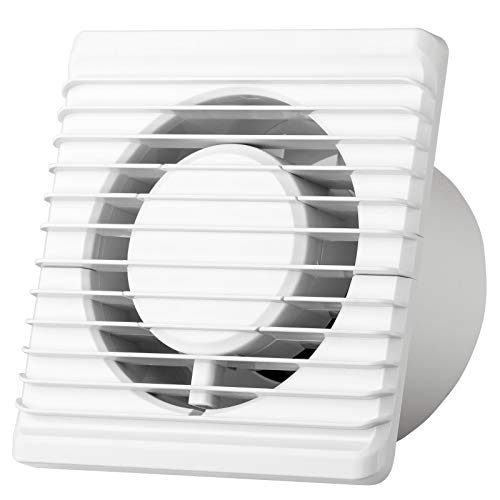 Badventilator Ø 100 mm in weiß MKK-PLANET mit Netzstecker und Kippschalter Lüfter Ventilator Front Wandlüfter Badlüfter Ventilator Einbaulüfter Bad Küche leise 10 cm von MKK