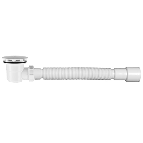 Duschablauf Siphon Ablaufgarnitur Abfluss Duschwanne Duschtasse Duschsiphon Ø 60 mm Flexibles Rohr weiß von MKK