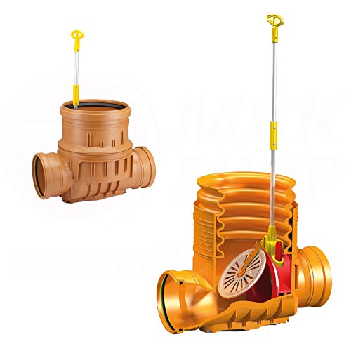 Kontrollschacht Revisionsschacht DN 315 Abwasserschacht 2x Ø 160 mm Dränage HT KG Rohr Rückstauklappe Rückstauverschluß Wartungsschacht Schachtboden Kanal Grundkörper Entwässerung Schacht von MKK