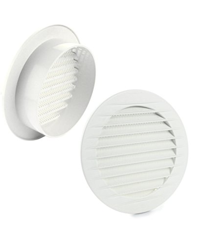 L2 Lüftungsgitter Abschlussgitter rund Ø 100 mm weiß mit Insektennetz Gitter ABS Kunststoff witterungsbeständig Insektenschutz von MKK