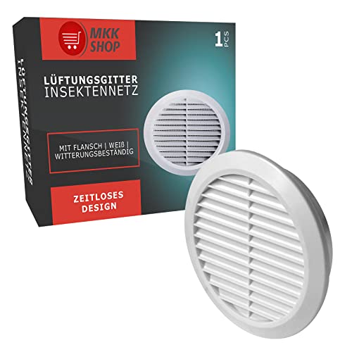 Lüftungsgitter Garage ASA Kunststoff weiß Ø 110 mm Tür Bad WC Zuluft Abluft rund Insektennetz Küche Lüfter Gitter Abschlussgitter Lüftungsgitter Garage ASA Kunststoff weiß Ø 110 mm Tür Bad WC Zuluft Abluft rund Insektennetz Küche Lüfter Gitter Abschlussgitter von MKK