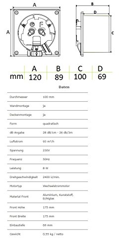 MKK - 18434-010 - Badlüfter Wohnraumlüfter Ventilator Wandlüfter Front wechselbar Ø 100 mm Ø 125 mm Nachlauf mit Einschaltverzögerung Ø 100 mm KUNSTSTOFF - weiß matt von MKK