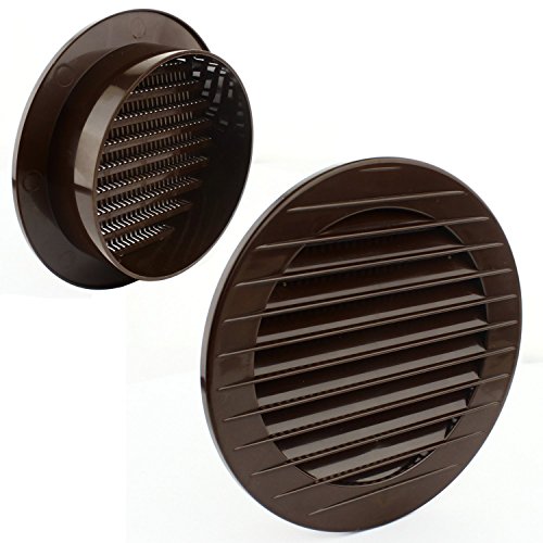 MKK - 18500 - Lüftungsgitter rund Ø 100 mm Insektenschutz Abschlussgitter ABS Kunststoff witterungsbeständig L2 Braun von MKK