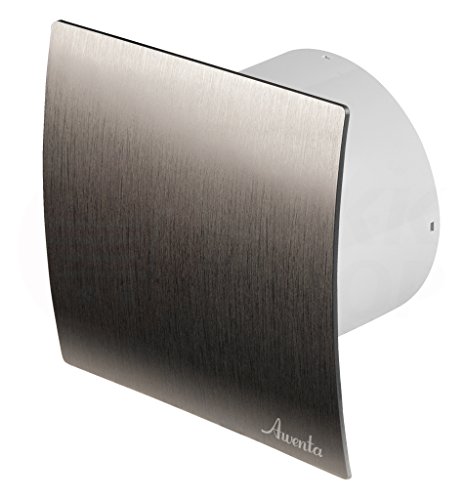 MKK Ø 100 mm Lüfter silber gebürstet mit Rückstauklappe mit Feuchtesensor Hygrostat kugelgelagert extra leise Ventilator Bad WC Wand Deckenlüfter Kugellager Designabdeckung von MKK