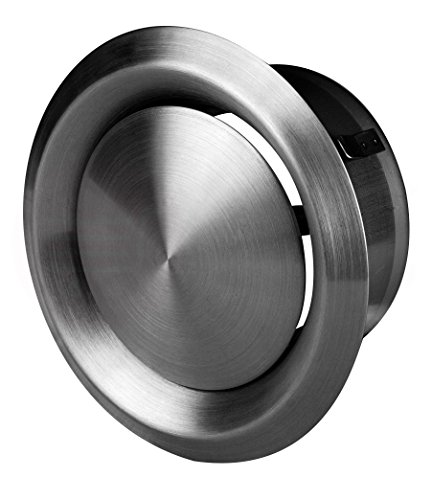 MKK Tellerventil Anemostat Ø 150 mm Edelstahl Abluft Zuluft Wand - Deckenventil Ventilteller Lüftung Stufenlose Luftregulierung Bajonettverschraubung von MKK