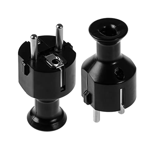 Schukostecker Stecker Schuko Steckdose Winkelstecker Schutzkontakt 230 V gerade schwarz von MKK