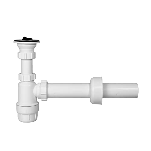 Siphon Flaschensiphon Abflussgarnitur Rohrsiphon Geräteanschluss Ablauf Ø 40 mm mit Ablaufventil ohne Geräteanschluss von MKK
