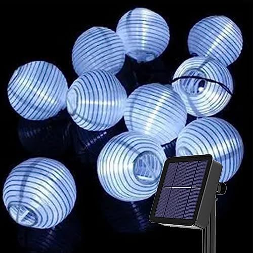 Led lichterkette lampions außen solar,6.5M 30 LED Laternen 8 Modi Wasserdicht Solar Beleuchtung, Solar Lichterkette Aussen für Garten, Hof, Hochzeit, Fest Deko, Balkon, Weihnachten,Party Deko von MKKM