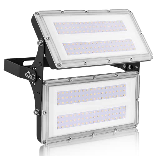MKKM LED Strahler Flutlichter außen 200W Superhell 20000lm Flutlichtstrahler 6500K IP67 Wasserfest Außenstrahler für Sportplatz (Warmweiß, 200W) von MKKM