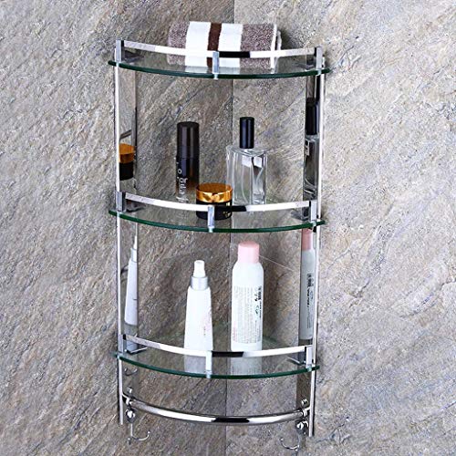 MKKSLR Bad/Dusche Hartglas 7 MM Eckregale Mit Wandhalterung Triangularl Befestigungsschrauben 4,10 (Größe: 3 Ebenen) von MKKSLR