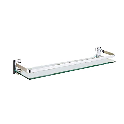 MKKSLR Glasregal Quadratisches Badregal Mit Schiene Einreihiges Duschgestell Spiegelfront Ablagefach 5.4 (Größe: 600mm) von MKKSLR