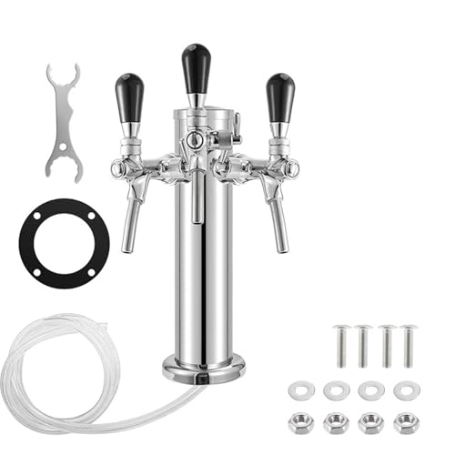 Biersäule mit Zapfhahn Fassbierturm, Bierturm mit 3 Zapfhähnen, 3-Zoll-Zapfhahn mit silberner Säule und 3-Wege-Zapfhahn mit Durchflussregler, Barzubehör Bierturm für Haus, Bar, Picknicks, Partys Biersäule mit Zapfhahn Fassbierturm, Bierturm mit 3 Zapfhähnen, 3-Zoll-Zapfhahn mit silberner Säule und 3-Wege-Zapfhahn mit Durchflussregler, Barzubehör Bierturm für Haus, Bar, Picknicks, Partys von MKLHAVB