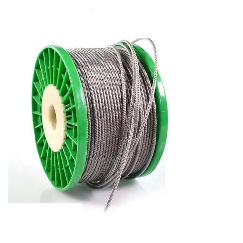 Drahtseil 1/2/5 Meter 7 * 7 PVC-beschichtetes flexibles Stahldrahtseil 4 mm 5 mm Weiches Kabel Transparenter Edelstahl Wäscheleine Edelstahlseil(Size:4.0mm(7x7)-5Meters) von MKLHAVB