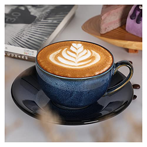 Kaffeetassen-Untertassen-Sets Glasierte Starry Keramik Kaffeetasse Tasse und Untertasse Set Kaffeetasse Set (Color : Starry Sky Blue) von MKLHAVB