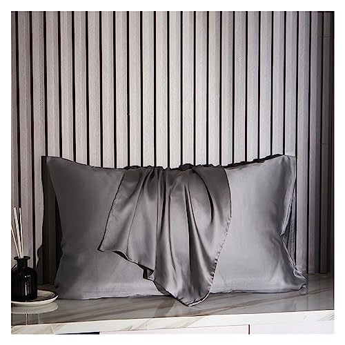 Kissenbezug aus 100% Seide, echte Seide, schützt Haare und Haut, Kissenbezug in jeder Größe, maßgeschneiderte Bettwäsche-Kissenbezüge (Color : Grey, Size : 50x70cm 2pcs) von MKLHAVB