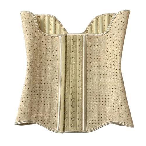 MKLHAVB 25 Stahlknochen Latex Taillentrainer Damen Korsett for Bauchmuskelkontraktion nach Fitnessübungen(Beige,M) von MKLHAVB