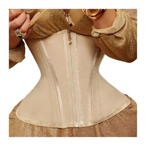 MKLHAVB Damen Taillentrainer Korsett Bauchkontrolle Reißverschluss Weste Body Shaper Cincher Shapewear Schlankheitsgürtel Sport Hüftgürtel(Beige,S) von MKLHAVB