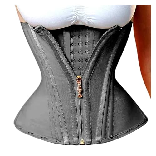 MKLHAVB Doppeltes Kompressionswesten-Top-Taillentrainer-Korsett mit Reißverschlusshaken, flacher Bauch, Schlankheitsgürtel(Black corset,XS) von MKLHAVB