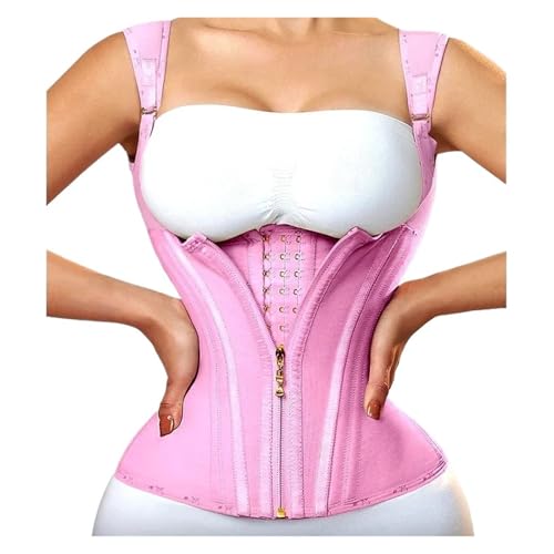 MKLHAVB Doppeltes Kompressionswesten-Top-Taillentrainer-Korsett mit Reißverschlusshaken, flacher Bauch, Schlankheitsgürtel(Pink Vest,XXXL) von MKLHAVB
