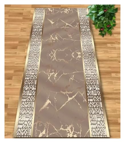 MKLHAVB Luxuriöser Langer Flurteppich, luxuriöser Goldener Treppenteppichläufer, waschbar, rutschfest, for die Villa, Flur, Durchgangsteppiche(Color01,100x400cm 39.4x157in) von MKLHAVB