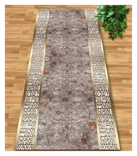 MKLHAVB Luxuriöser Langer Flurteppich, luxuriöser Goldener Treppenteppichläufer, waschbar, rutschfest, for die Villa, Flur, Durchgangsteppiche(Color02,90x200cm 35.4x78in) von MKLHAVB