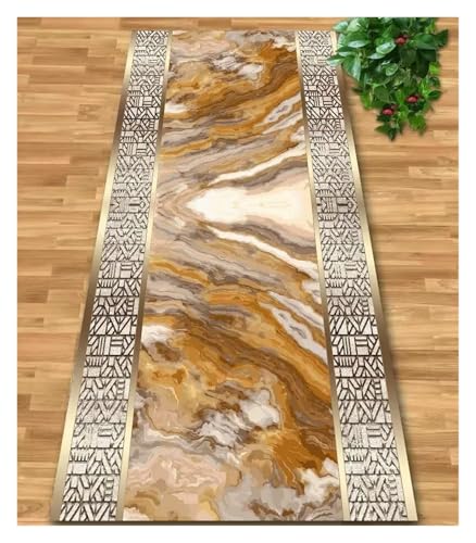 MKLHAVB Luxuriöser Langer Flurteppich, luxuriöser Goldener Treppenteppichläufer, waschbar, rutschfest, for die Villa, Flur, Durchgangsteppiche(Color04,80x200cm 31.5x78.7in) von MKLHAVB