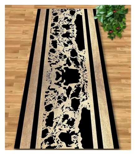 MKLHAVB Luxuriöser Langer Flurteppich, luxuriöser Goldener Treppenteppichläufer, waschbar, rutschfest, for die Villa, Flur, Durchgangsteppiche(Color11,100x200cm 39.4x78in) von MKLHAVB