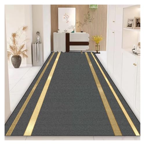 MKLHAVB Luxus Gold Langer Flurteppich Flurläufer Teppiche Treppenteppich rutschfeste waschbare Gangbodenmatte(Color01,120x400cm 47x157in) von MKLHAVB