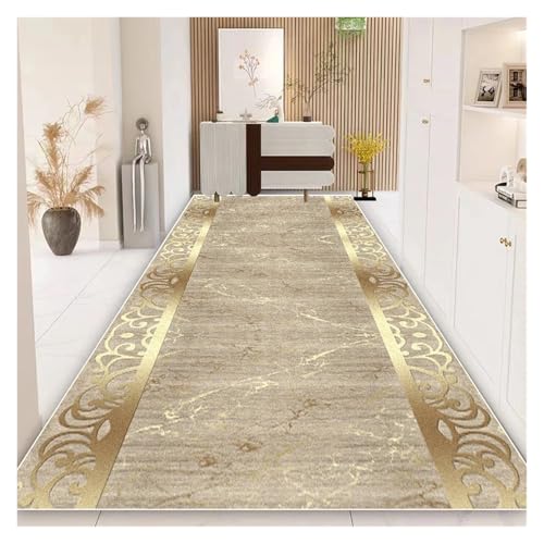 MKLHAVB Luxus Gold Langer Flurteppich Flurläufer Teppiche Treppenteppich rutschfeste waschbare Gangbodenmatte(Color07,Custom Contact us) von MKLHAVB