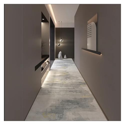 MKLHAVB Modernes Design Gang Teppich Langläufer Hotel Eingang Flur Korridor Treppe rutschfeste Matte Schlafzimmer Nachttisch Teppiche(Color02,80X700CM) von MKLHAVB