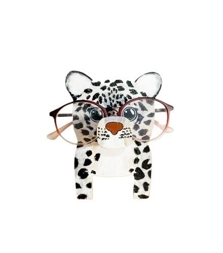 MKLHAVB Tierform Brillenhalter 3D Tier Gläser Rack Nette Cartoon Schnitzereien Sonnenbrille Display Rack Regal Brillen Ständer Schmuck Holz Halter Schaufenster Brillengestelle in tierform(Leopard) von MKLHAVB