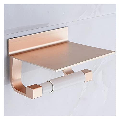 Toilettenpapierhalter Toilettenpapierhalter Space Aluminium Multifunktionsspeicherhaken Badezimmerregale mit Aschenbecher Tuch Regal Telefonhalter (Color : Gold) von MKLHAVB