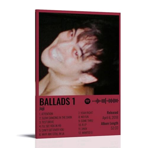 Joji Ballads 1 Poster, Leinwand, klassische Dekoration, wasserdicht, verblassend, Wandkunst, universelle Dekoration, Gemälde, Geschenk für Freund, Lehrer, 50 x 75 cm, Rahmenstil von MKLYUA