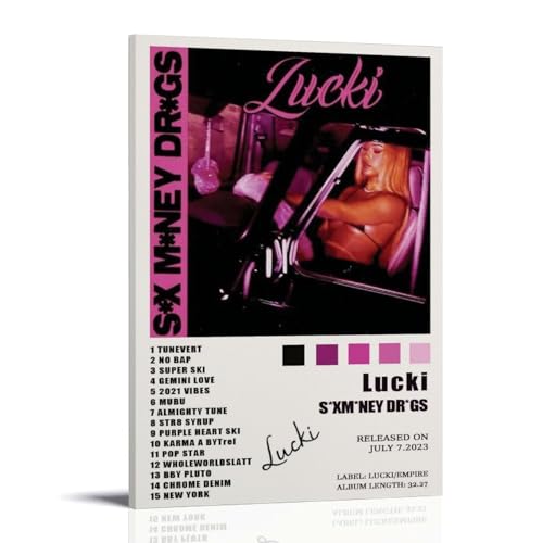 Lucki Sx Mney DrgsPoster auf Leinwand, klassische Dekoration, wasserdicht, verblassend, Wandkunst, universelle Dekoration, Gemälde, Geschenk für Freund, Lehrer, 40 x 60 cm, Rahmenstil von MKLYUA