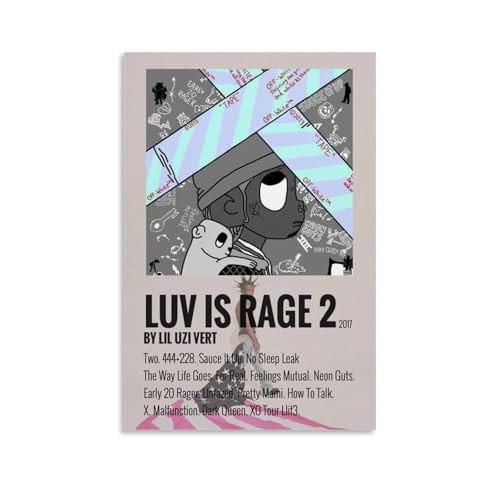 Luv Is Rage 2 Lil Uzi Vert Albumposter Leinwand Klassische Dekoration Wasserdicht Verblassen Wandbild Kunst Universelle Dekoration Malerei Geschenk Freund Lehrer Geschenk 40 x 60 cm Unframe-Stil von MKLYUA