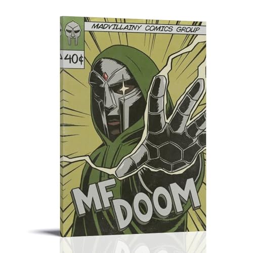 Mf DoomPoster auf Leinwand, klassische Dekoration, wasserdicht, verblassend, Wandkunst, universelle Dekoration, Gemälde, Geschenk für Freund, Lehrer, 40 x 60 cm, Rahmenstil von MKLYUA