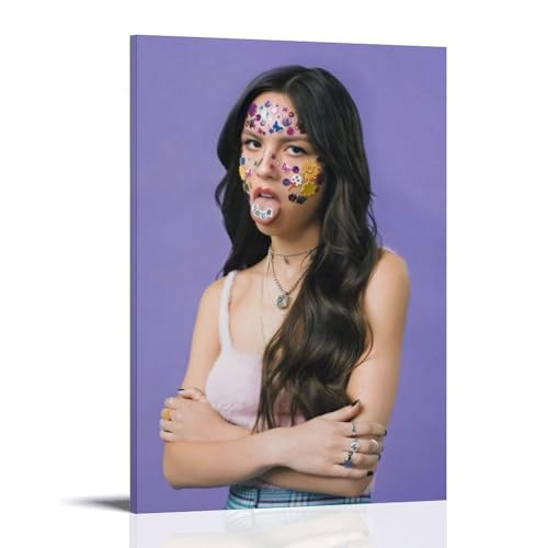 Olivia RodrigoPoster, Leinwand, klassische Dekoration, wasserdicht, verblassend, Wandkunst, universelle Dekoration, Gemälde, Geschenk für Freund, Lehrer, 30 x 45 cm, Rahmenstil von MKLYUA