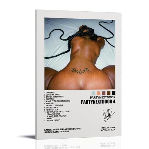 PartyNextDoorPoster auf Leinwand, klassische Dekoration, wasserdicht, verblassend, Wandkunst, universelle Dekoration, Malerei, Geschenk für Freund, Lehrer, 50 x 75 cm, Rahmenstil von MKLYUA