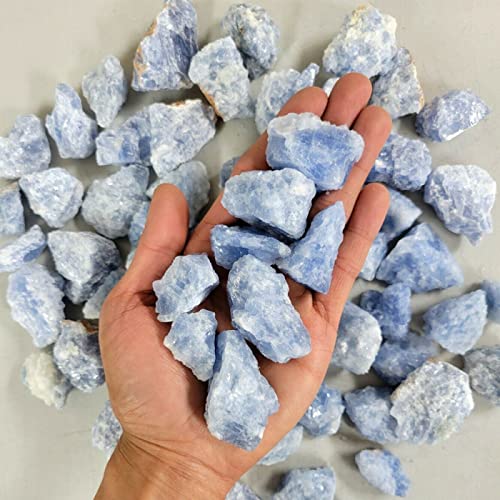 MKNAZ Haus Dekoration Natürliche Blaue Celestit-Calcit-Kristalle, Rohe, raue Edelsteine, Reiki-Steine, 100 g (Size : 250g) von MKNAZ