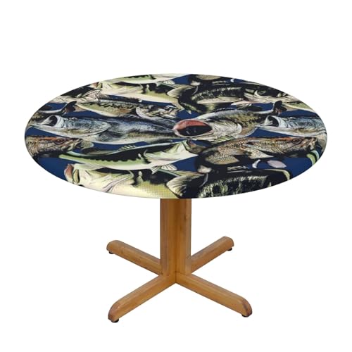 Runde Tischdecke mit Fischmuster, Durchmesser 138 cm, dekorativer Tischschutz für Küche, Esszimmer, Partys, Hochzeiten, Picknick von MKNAZ