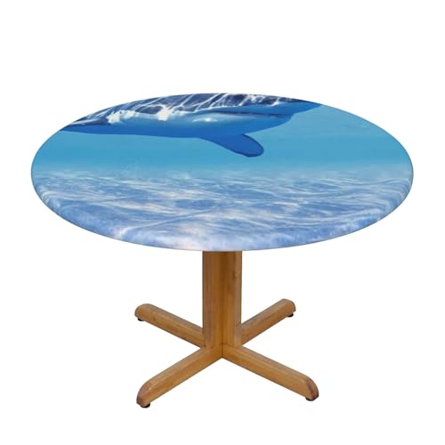 Runde Tischdecke mit Meerestier-Motiv, bedruckt, Durchmesser 122 cm, dekorativer Tischschutz für Küche, Esszimmer, Partys, Hochzeiten, Picknick von MKNAZ