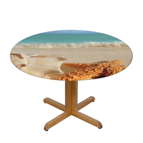 MKNAZ Runde Tischdecke mit Seesternmotiv, bedruckt, Durchmesser 138 cm, dekorativer Tischschutz für Küche, Esszimmer, Partys, Hochzeiten, Picknick, LIY34F181 von MKNAZ