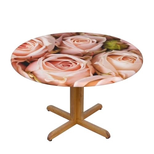 Runde Tischdecke mit rosa Rosen, Durchmesser 122 cm, dekorativer Tischschutz für Küche, Esszimmer, Partys, Hochzeiten, Picknick von MKNAZ