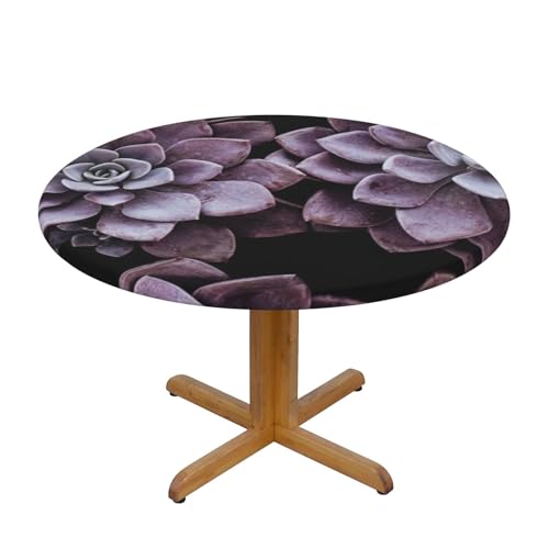 Tischdecke, bedruckt, rund, Motiv: violette Pflanzen, Durchmesser 122 cm, dekorativer Tischschutz für Küche, Esszimmer, Partys, Hochzeiten, Picknick von MKNAZ